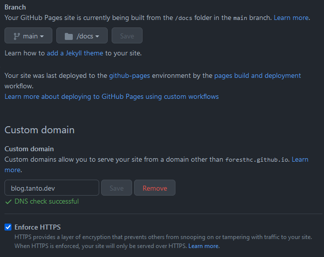 my github pages settings